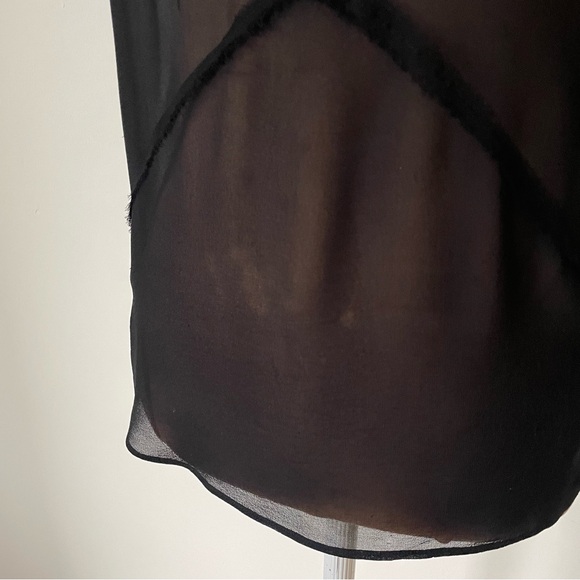 Helmut Lang Silk Chiffon Black V-Neck Sleeveless Button Down Raw Trim Top Size S - Picture 11 of 12